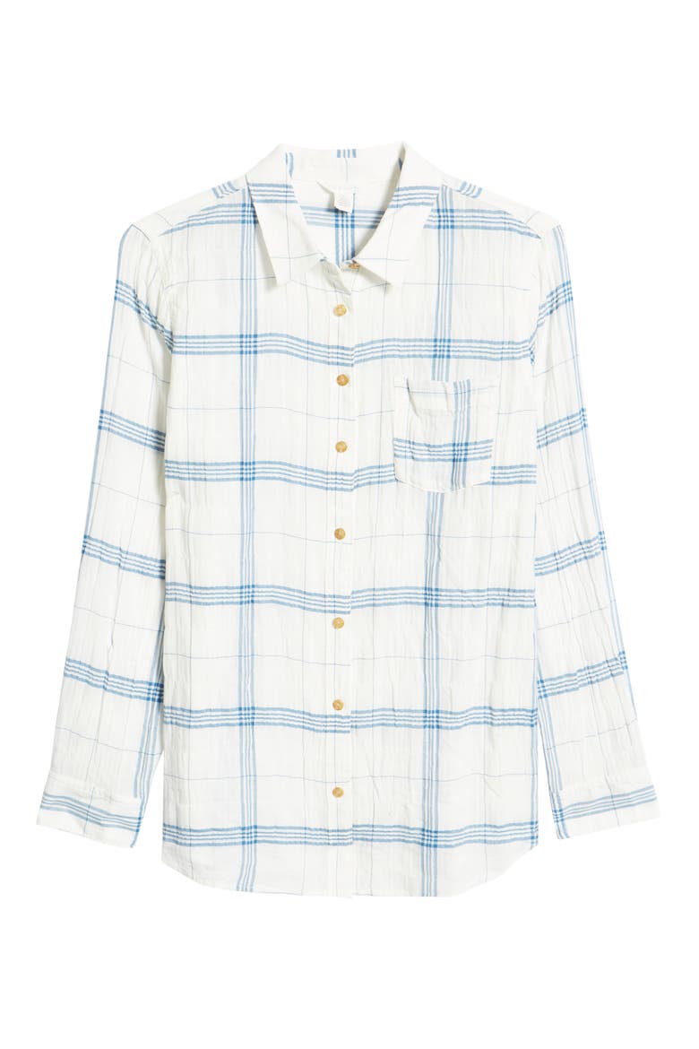 Herringbone Weave Plaid Button-Up Shirt, Alternate, color, IVORY- BLUE AVA PLAID