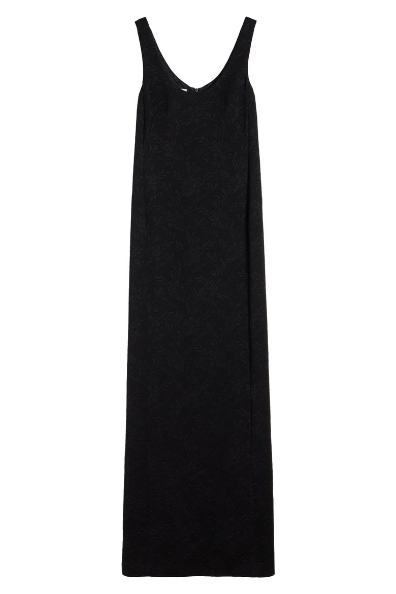 Matelassé Jacquard Column Gown, Alternate, color, BLACK