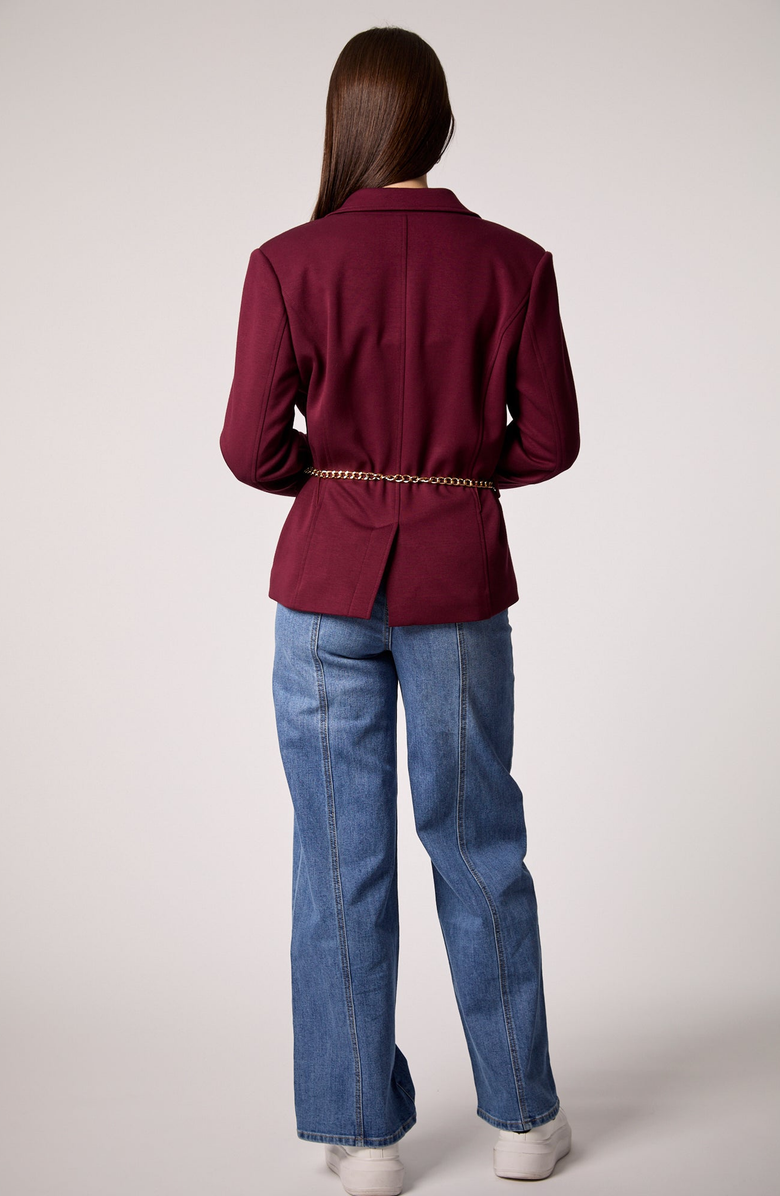 BLUE REVIVAL Taylor Belted Blazer, Alternate, color, Vampy