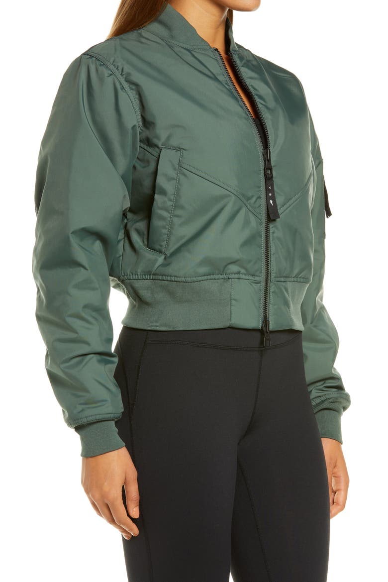 Full Zip Bomber Jacket, Alternate, color, CHALKGRN