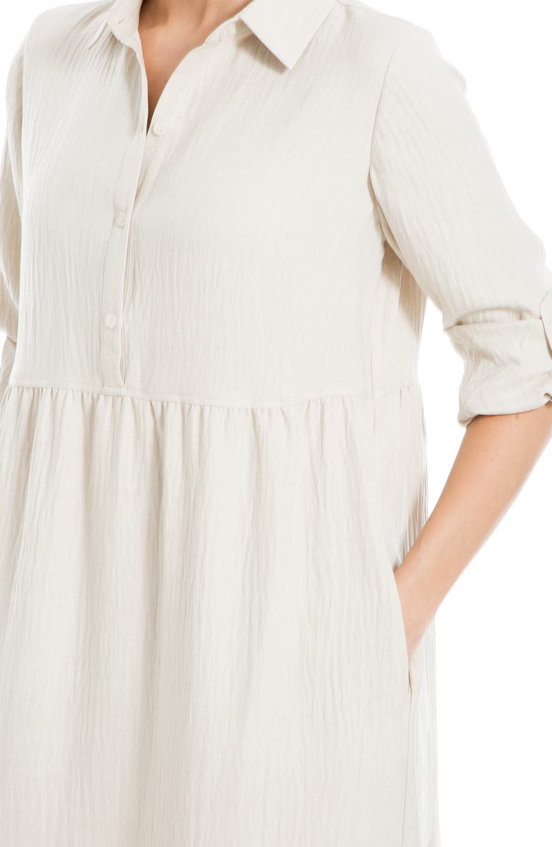 MAX STUDIO LONDON Tiered Long Sleeve Gauze Shirtdress, Alternate, color, Heather Oatmeal