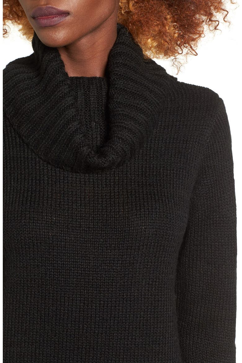 Turtleneck Sweater Dress, Alternate, color, BLACK