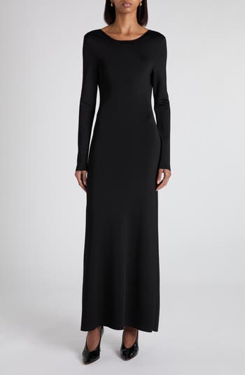 ワンピース BOTTEGA VENETA BLACK JERSEY LONG DRESS Gathered jersey maxi dress in black - Bottega Veneta | Mytheresa