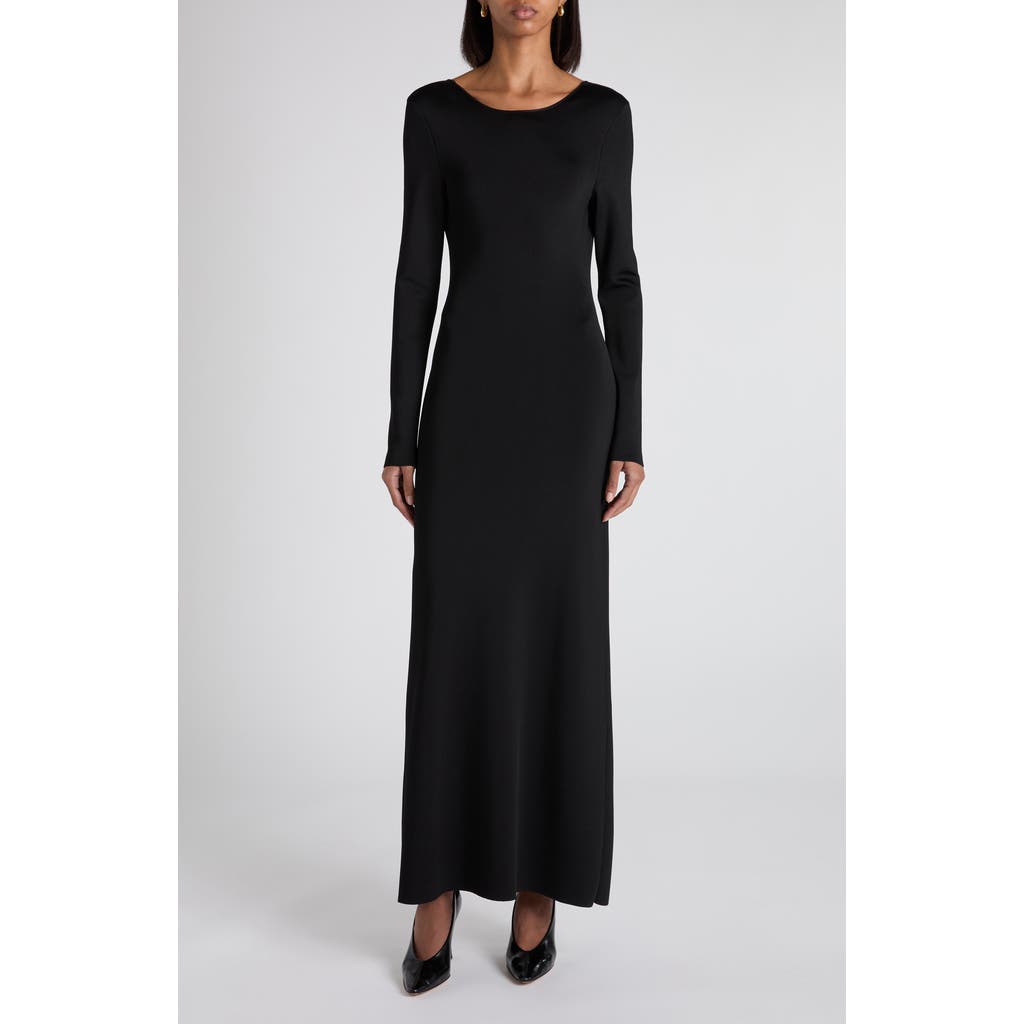 Bottega Veneta Open Back Long Sleeve Compact Jersey Dress In Black