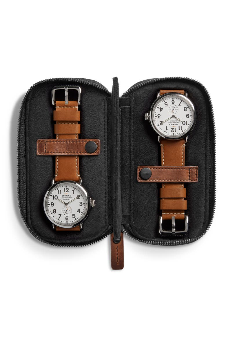 Shinola Navigator Leather Watch Travel Case, Alternate, color, 