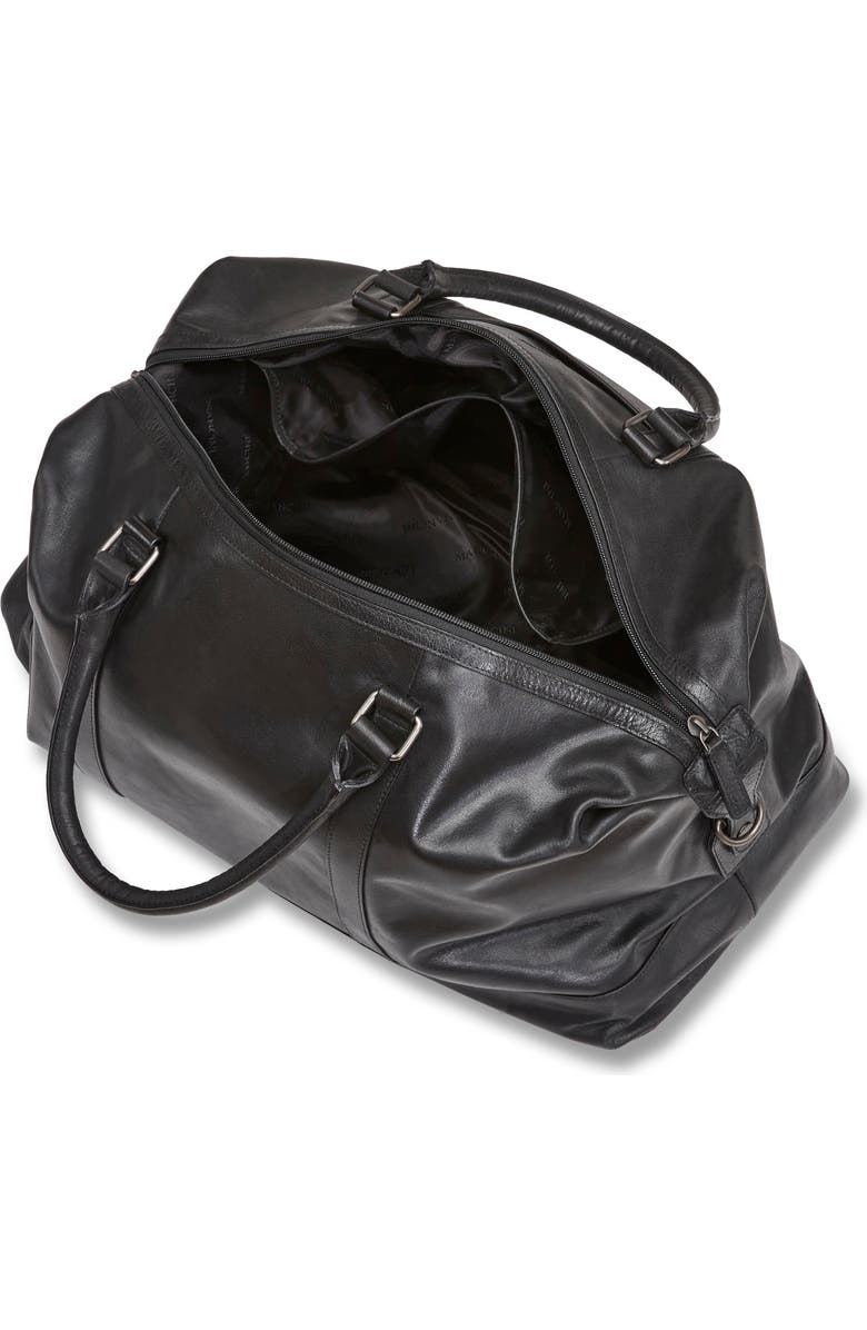 Mancini Carry-On Leather Duffle Bag, Alternate, color, Black