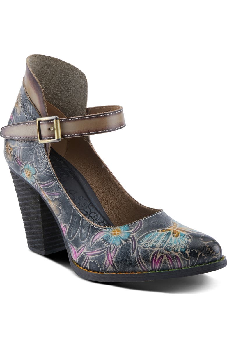 L'Artiste by Spring Step Foxglove Ankle Strap Pump, Main, color, Black Multi