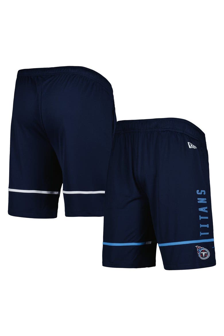 Men's New Era Navy Tennessee Titans Combine Authentic Rusher Training Shorts, Main, color, Navy