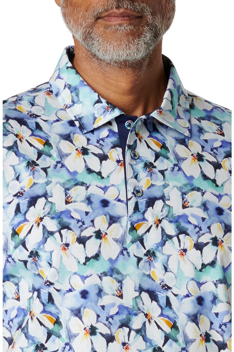 Hendrix Digital Floral Print Pima Cotton Polo, Alternate, color, COBALT