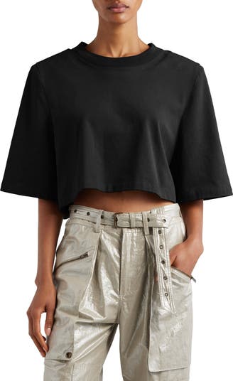 Tシャツ・カットソー Isabel Marant FW25 ZAELY CROPPED TEE (TS0204FAA1N41I 20WH) Zaely Tee-Shirt Woman black | ISABEL MARANT Official online