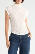 Scotch & Soda Cap Sleeve Dolman Mock Neck Lace Top