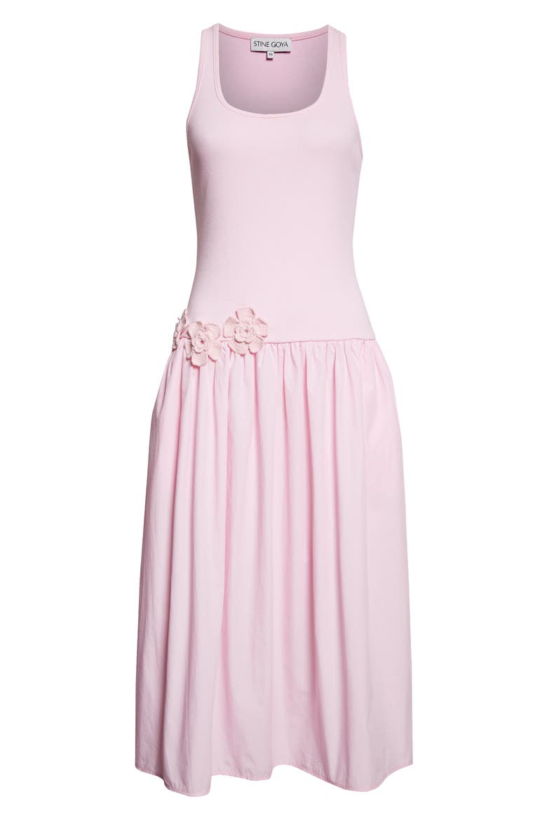 Mixed Media Tank Midi Dress, Alternate, color, CHERRY BLOSSOM