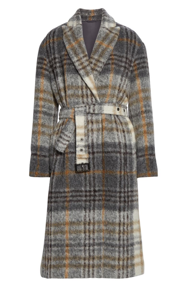 Brunello Cucinelli Plaid Trench Coat, Alternate, color, 