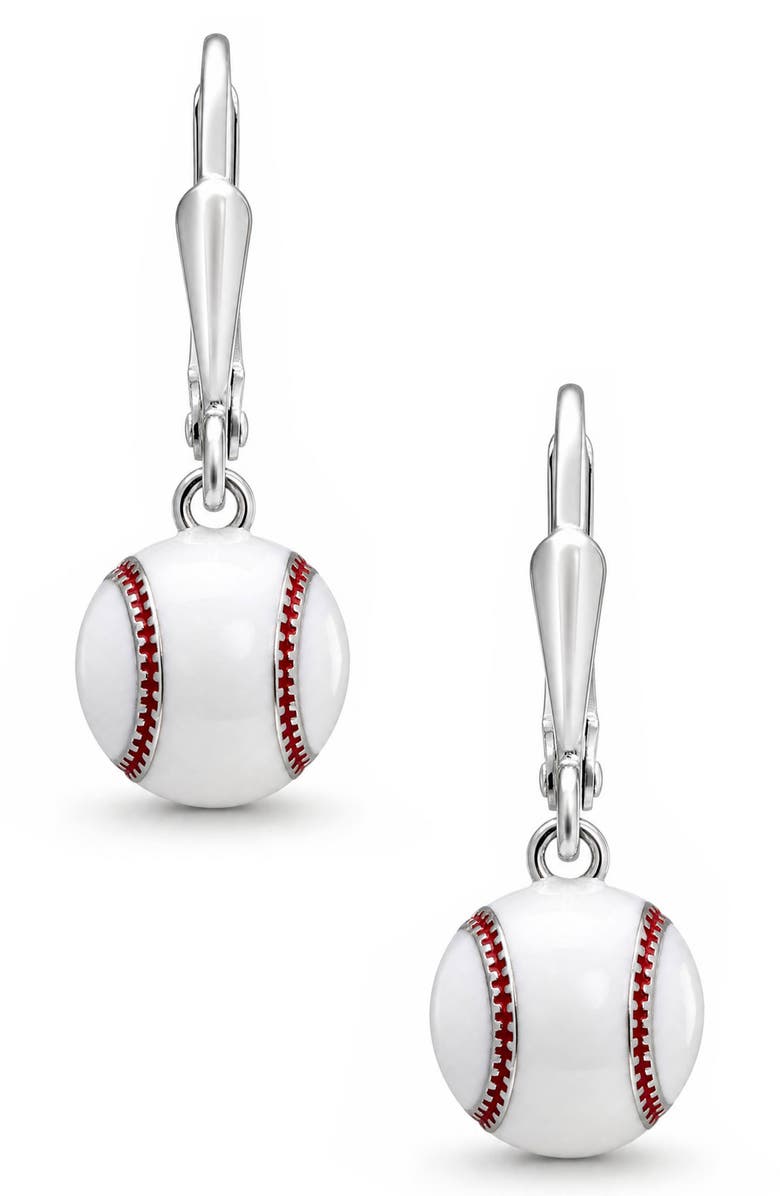 Lily Nily Kids' 3D Baseball Leverback Drop Earrings, Alternate, color, White
