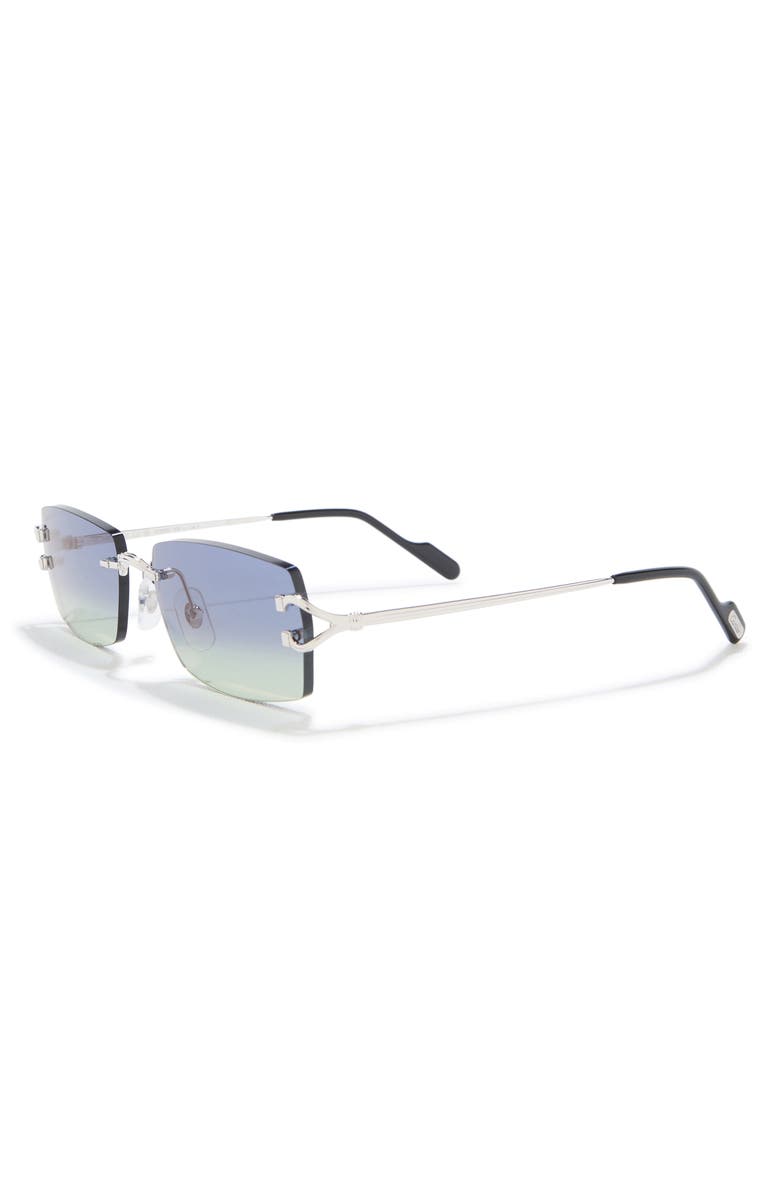 Cartier 56mm Rimless Rectangular Sunglasses, Alternate, color, Silver