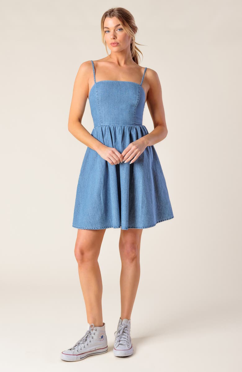FLYING TOMATO Cutout Chambray Minidress, Alternate, color,