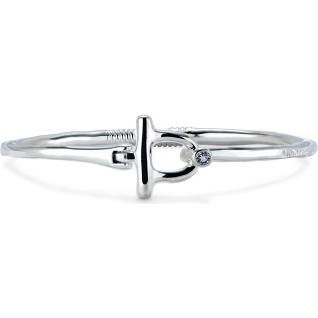 Unode50 Sterling Silver-plated Bangle Bracelet With White Topaz In Silver