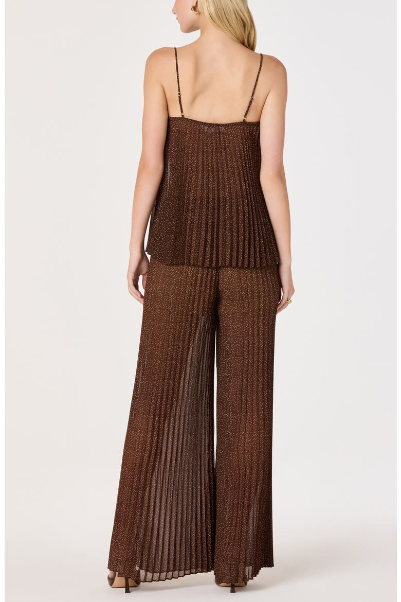 Janesa Plissé Wide Leg Pants, Alternate, color, BROWN POLKADOT