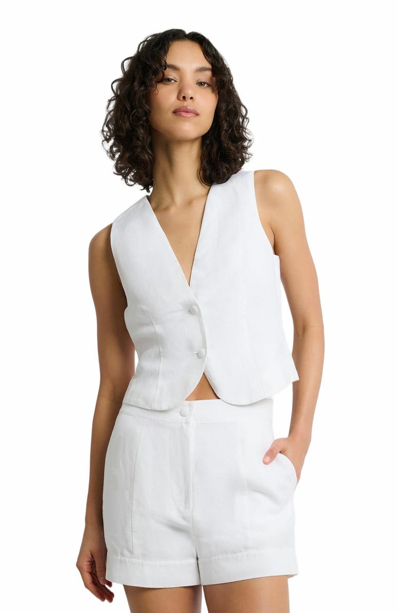 Onia Air Linen Relaxed Vest, Alternate, color, White
