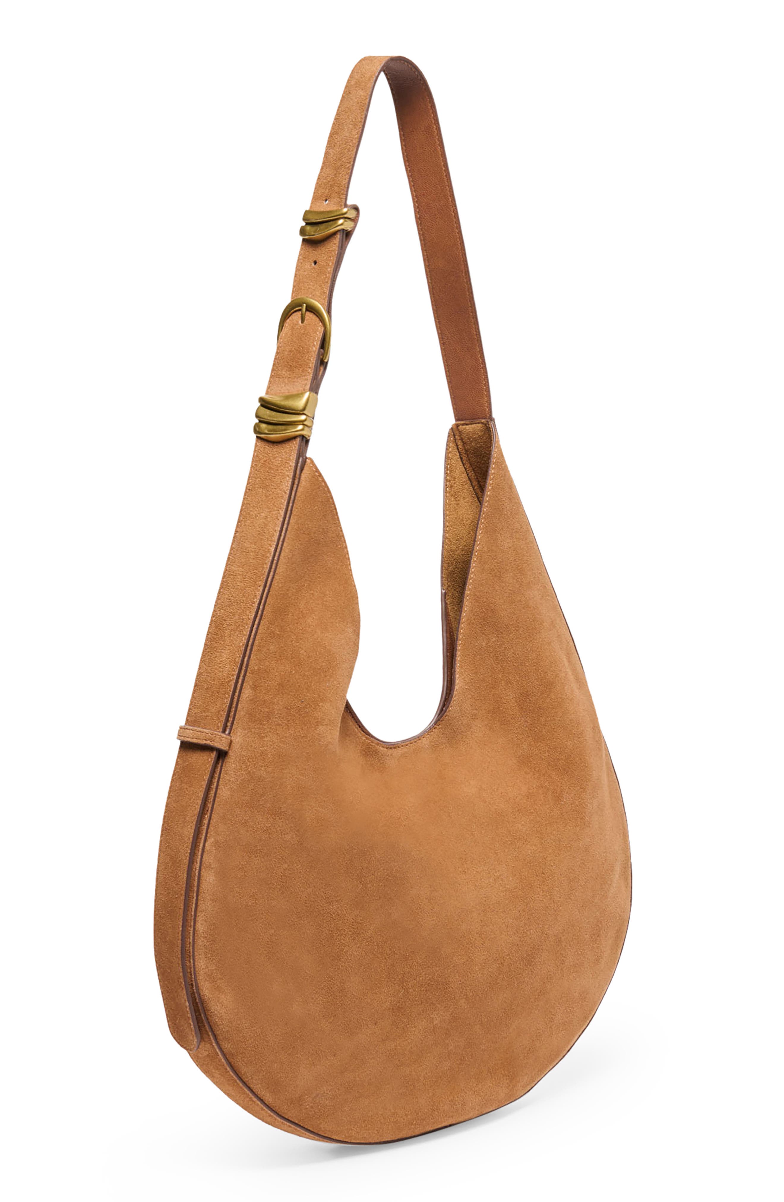 Esmira Nubuck Hobo Shoulder Bag, Alternate, color, SADDLE