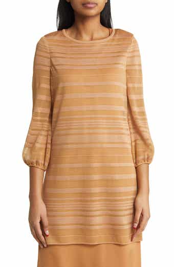 Tonal Stripe Balloon Sleeve Tunic Sweater