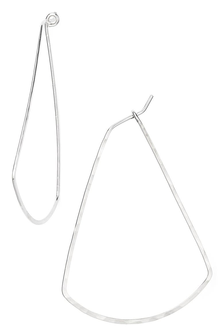 Ija Triangle Hoop Earrings, Main, color, STERLING SILVER