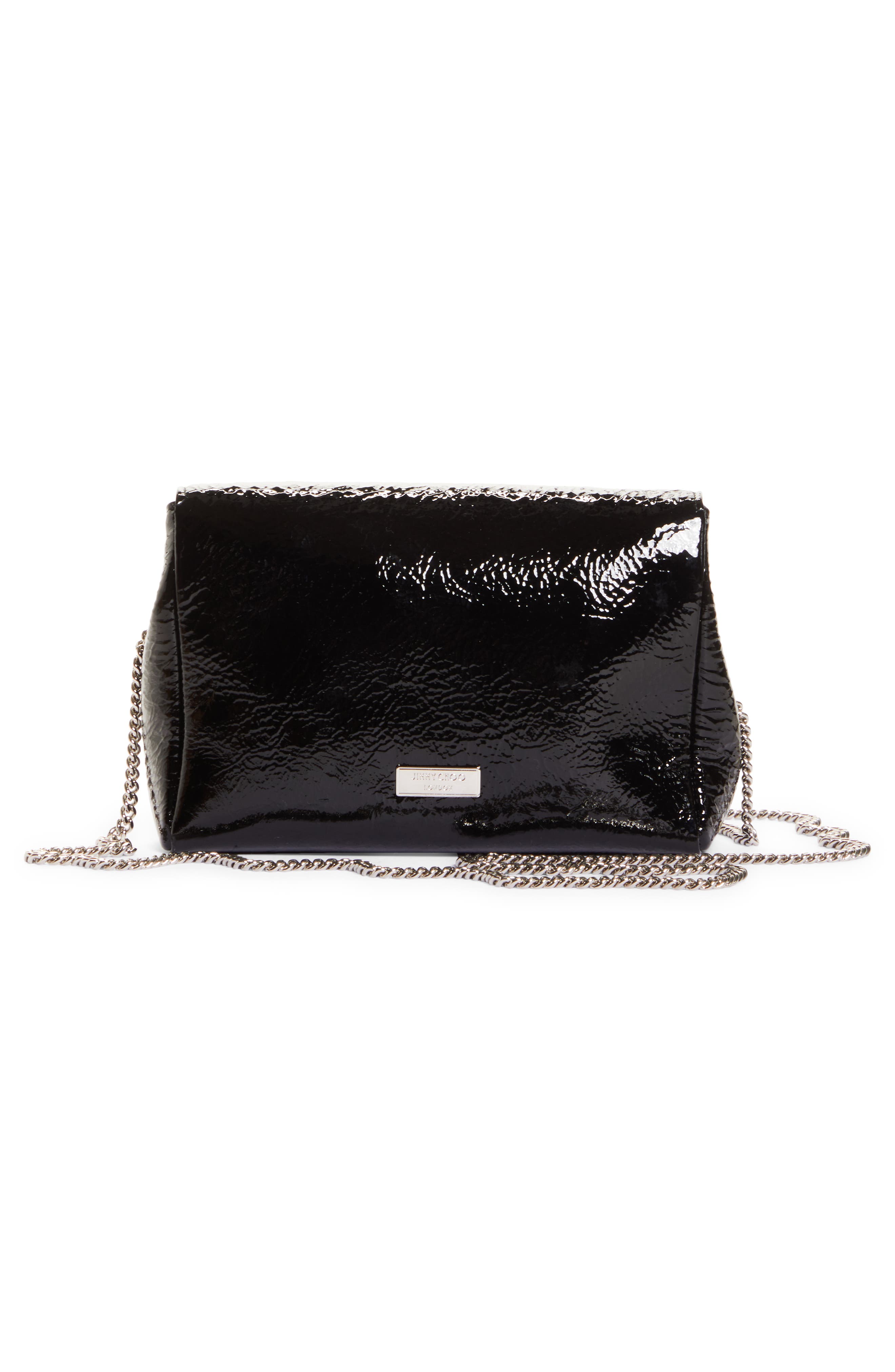 Jimmy Choo Soft Madeline Crystal Buckle Patent Leather Crossbody Bag, Alternate, color, 