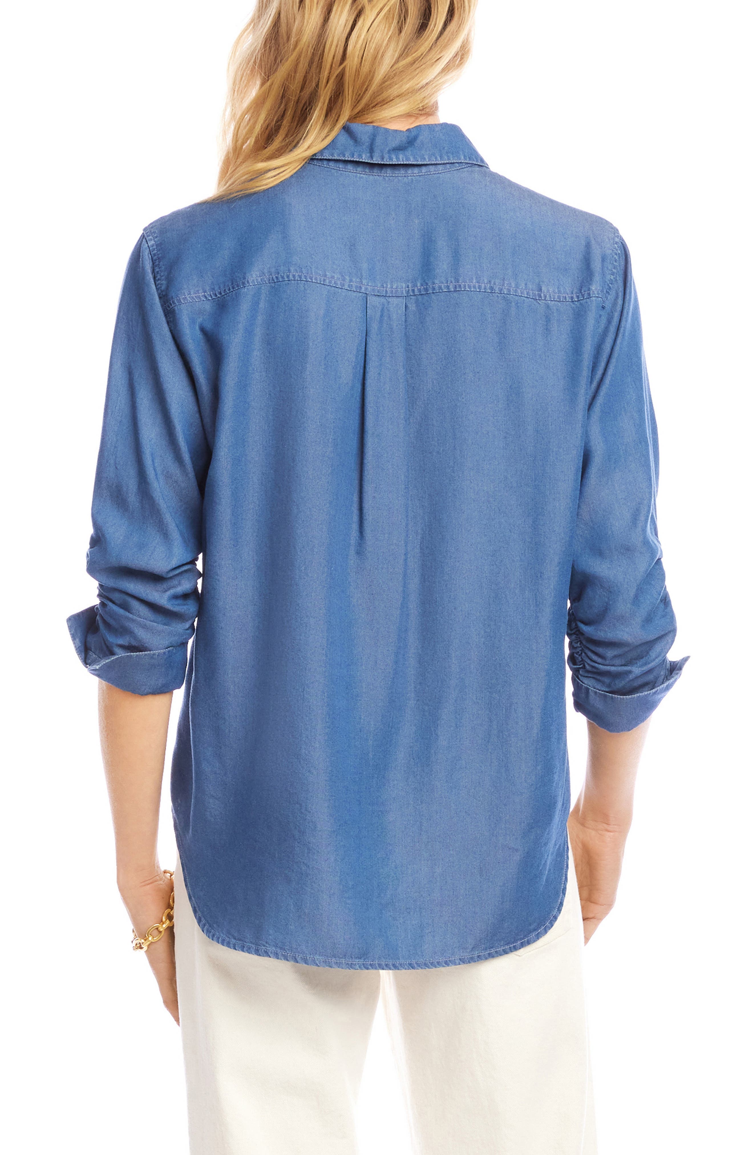 Ruched Sleeve Button-Up Shirt - image 2
