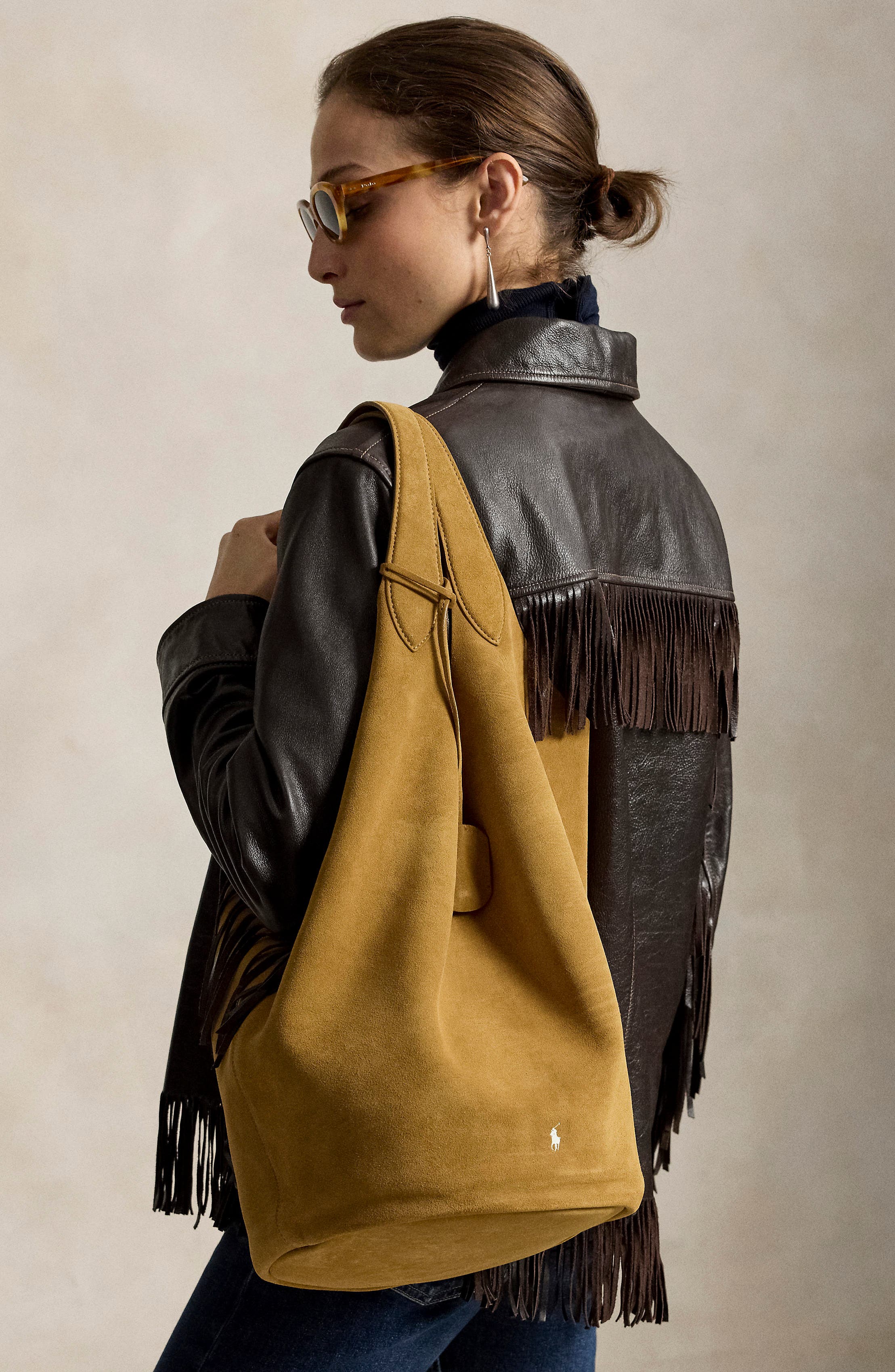 Large Suede Tote, Alternate, color, BROWN