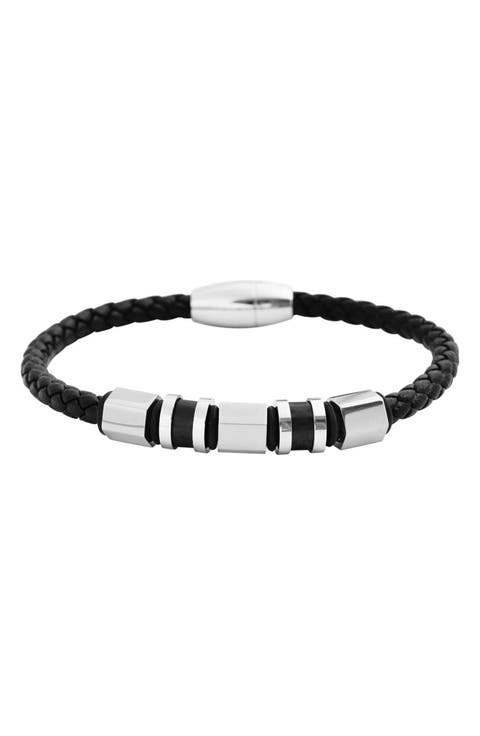 Men's Stainless Steel Ornaments Leather Bracelet