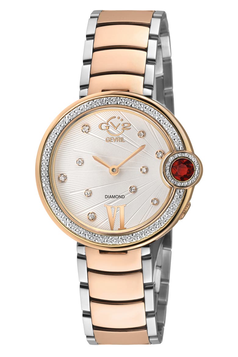 Perugia Diamond Bracelet Watch, Main, color, TWO-TONE SILVER/ ROSE GOLD