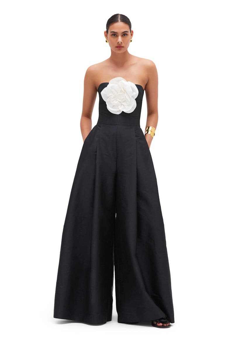Taffeta Bloom Jumpsuit, Main, color, BLACK