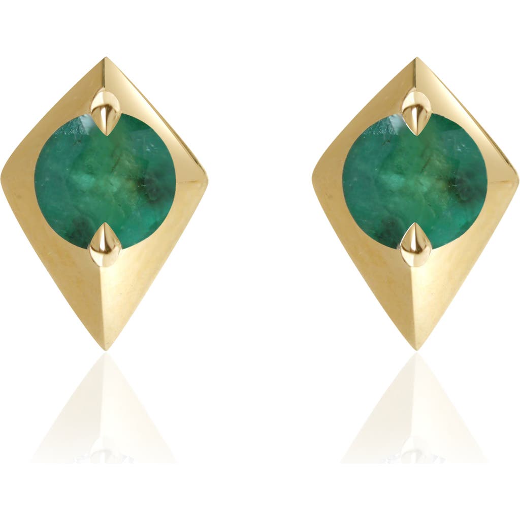 VALANI ATELIER Elegance Emerald Geometric Stud Earrings in 14K Yellow Gold  product