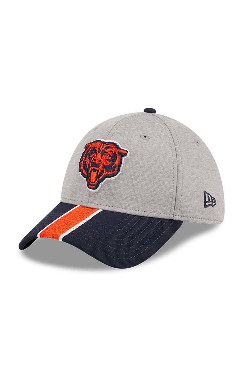 New Era Men's New Era Heather Gray/Navy Chicago Bears Striped 39THIRTY Flex Hat, Main, color,