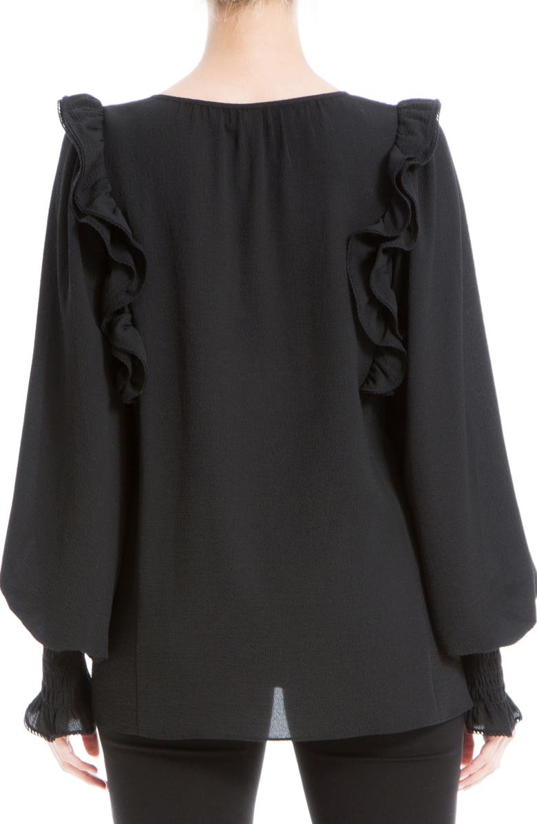 MAX STUDIO Ruffle Shoulder Top, Alternate, color, Black