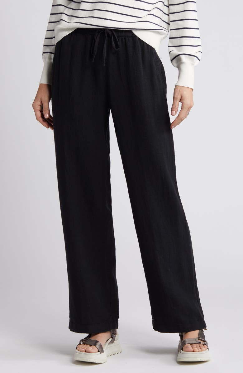 Caslon<sup>®</sup> Drawstring Straight Leg Linen Pants, Alternate, color, 