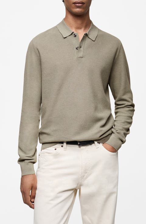 Structured Long Sleeve Polo Top