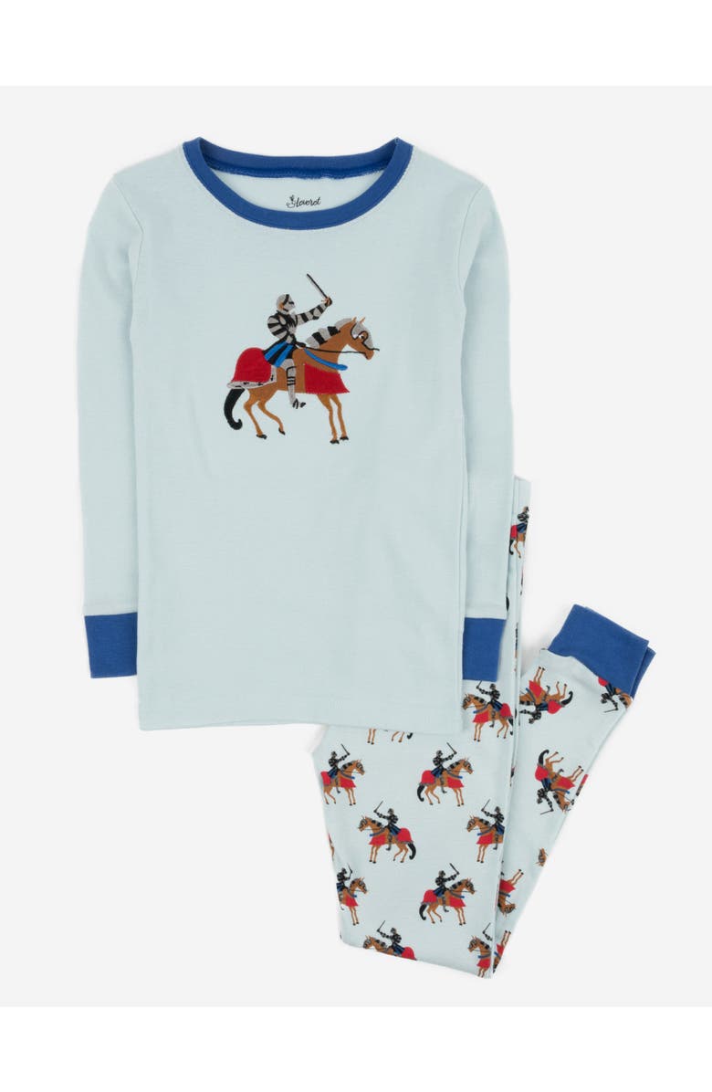 Leveret Two-Piece Printed Cotton Pajamas, Stripes, Animals & Characters, Main, color, Knights