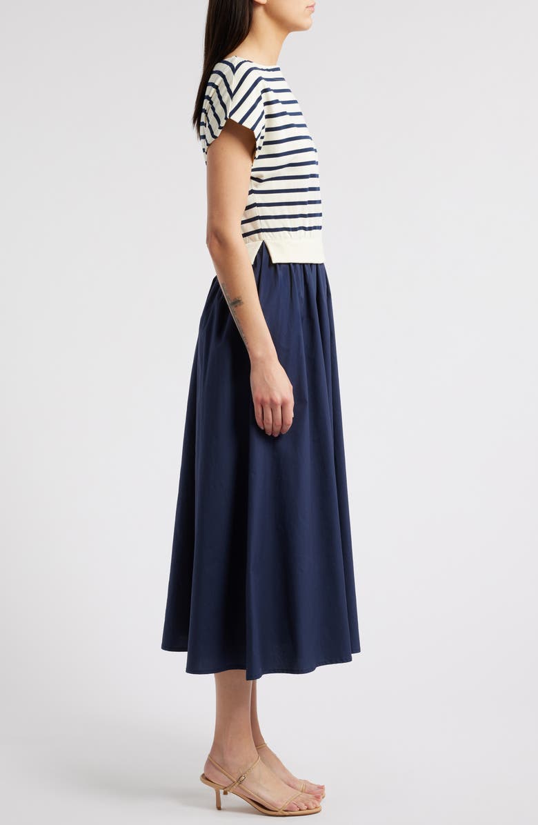 ZOE AND CLAIRE Twofer Stripe Cotton Midi Dress, Alternate, color, 