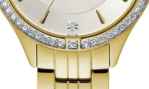 Bulova Crystal Bezel Mother Of Pearl Bracelet Watch, 32mm In Gold