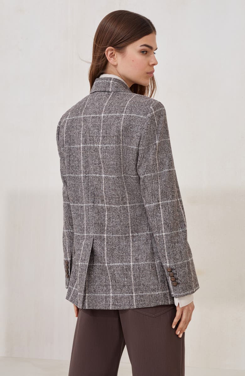 Brunello Cucinelli Prince of Wales blazer, Alternate, color, Brown