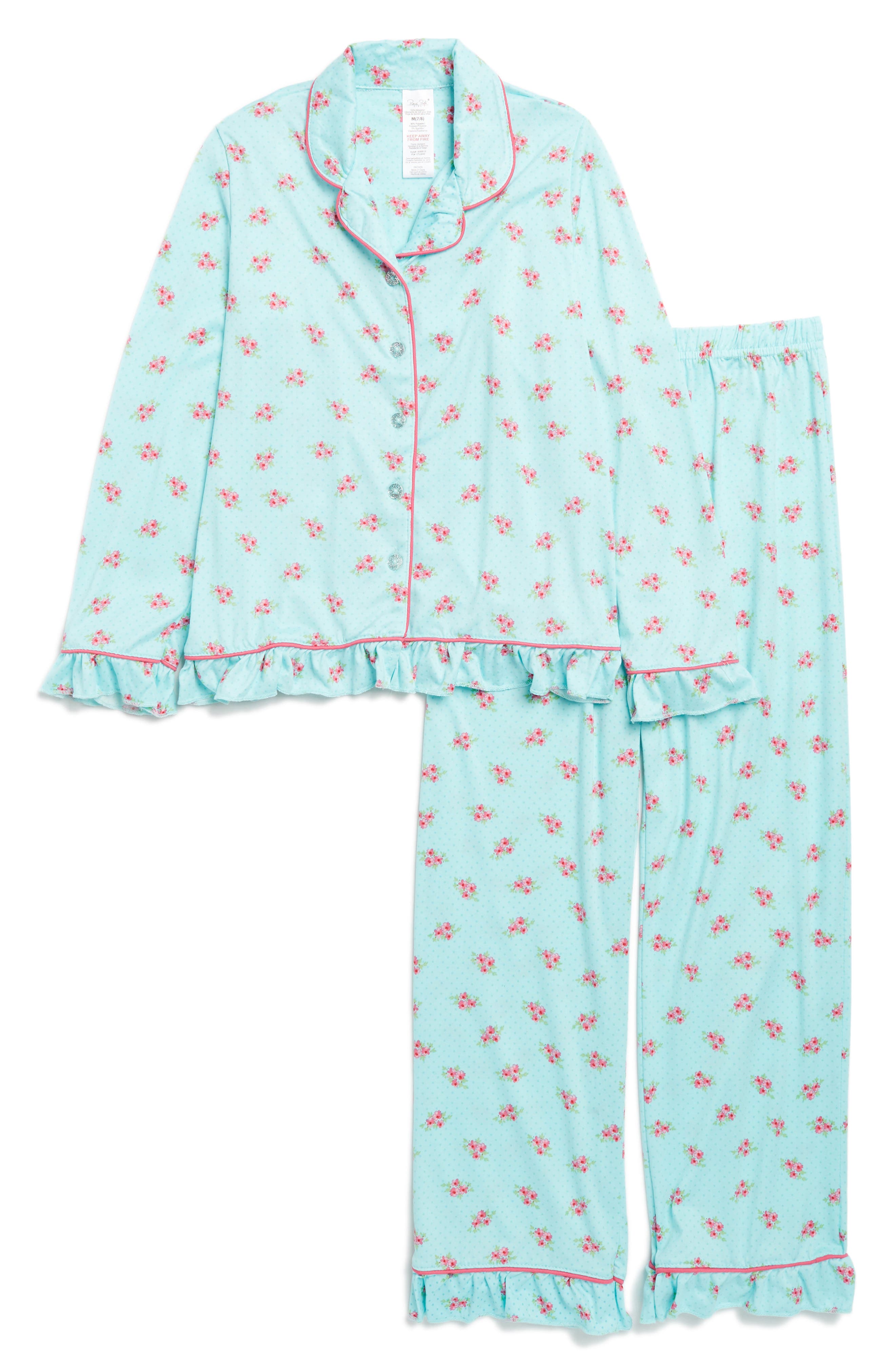 Renee Roffe RENE ROFE Kids' Flower Print Warm & Fuzzy Two-Piece Pajamas | Nordstromrack