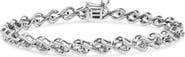 Haus of Brilliance Silver 1/10 Cttw Round-Cut Diamond Links of Flame Bracelet
