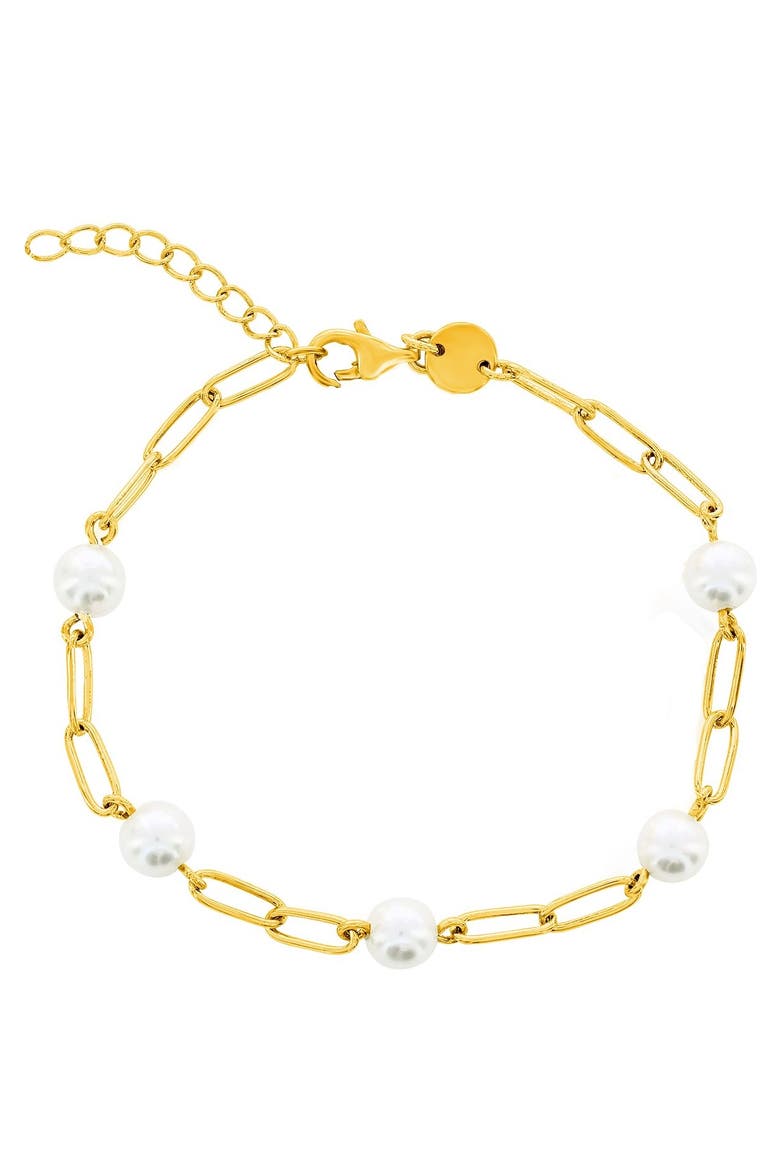 Pearl Chain Link Bracelet, Main, color, Gold