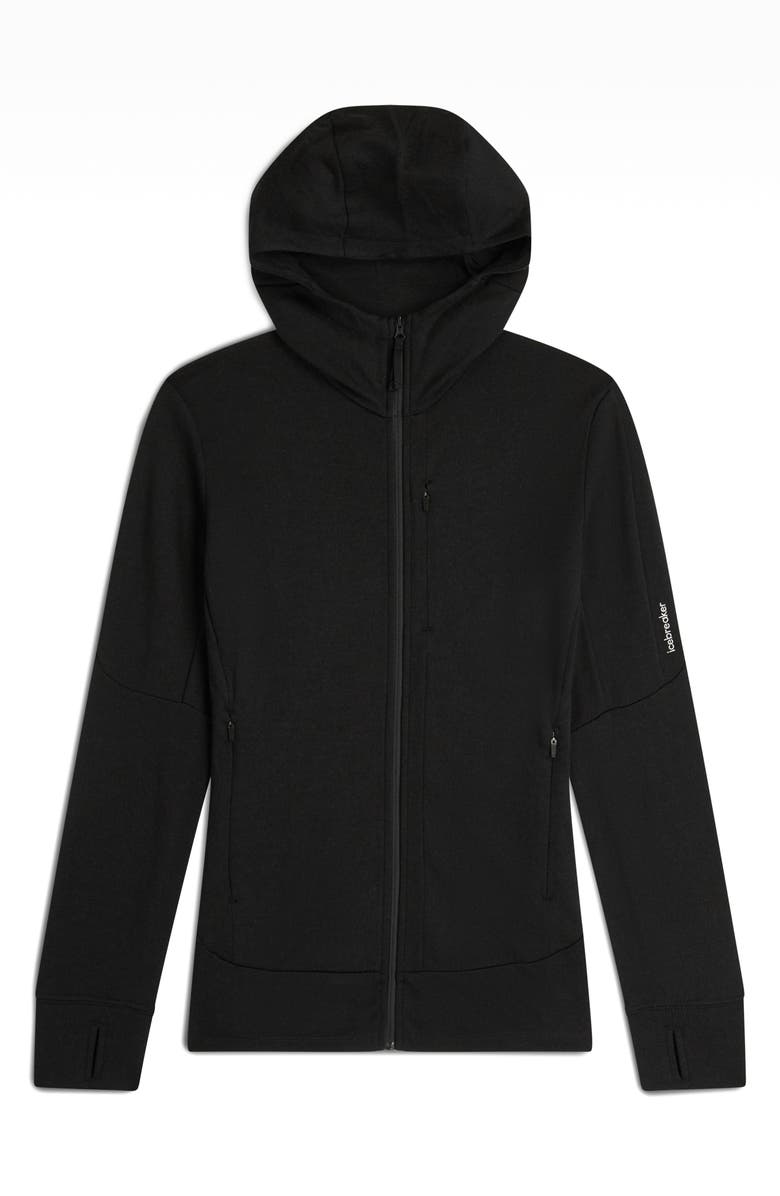 Icebreaker 260 Quantum Merino Wool Hooded Jacket, Alternate, color, Black