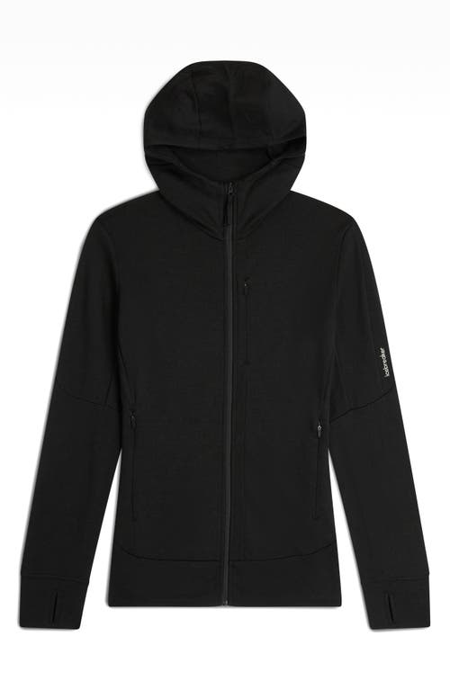 Icebreaker 260 Quantum Merino Wool Hooded Jacket In Black
