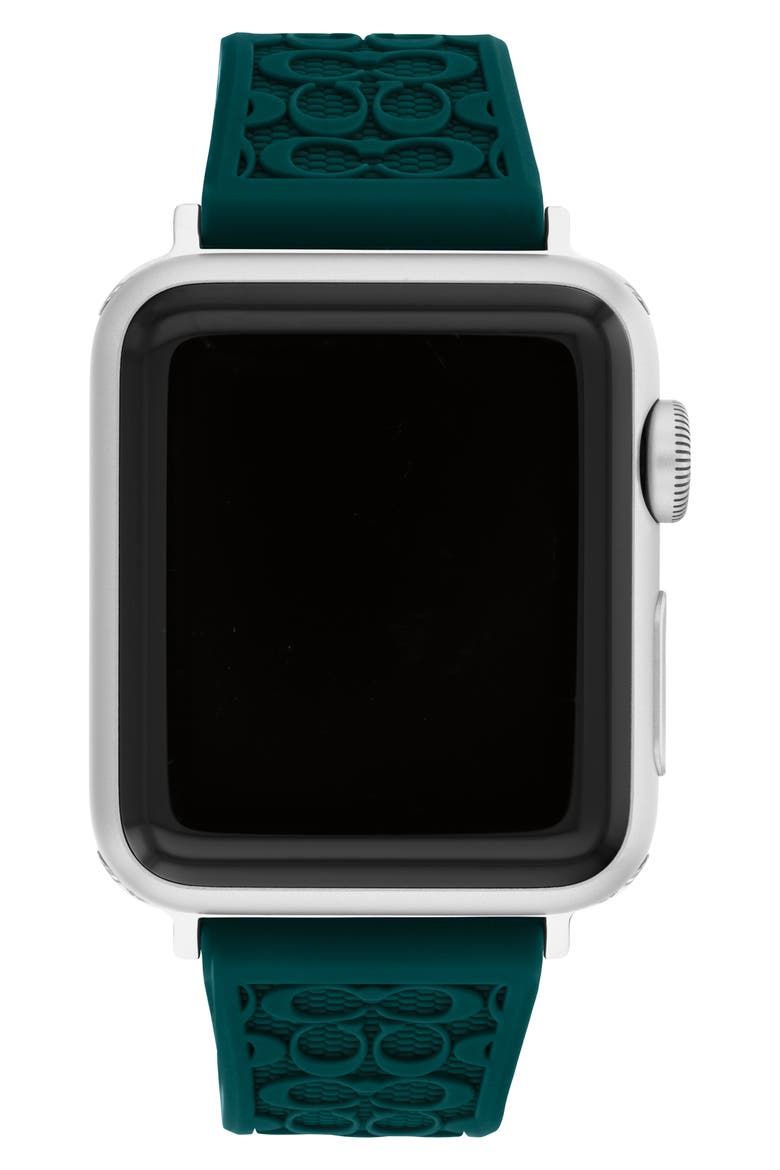 Signature C Silicone Apple Watch® Watchband, Main, color, GREEN