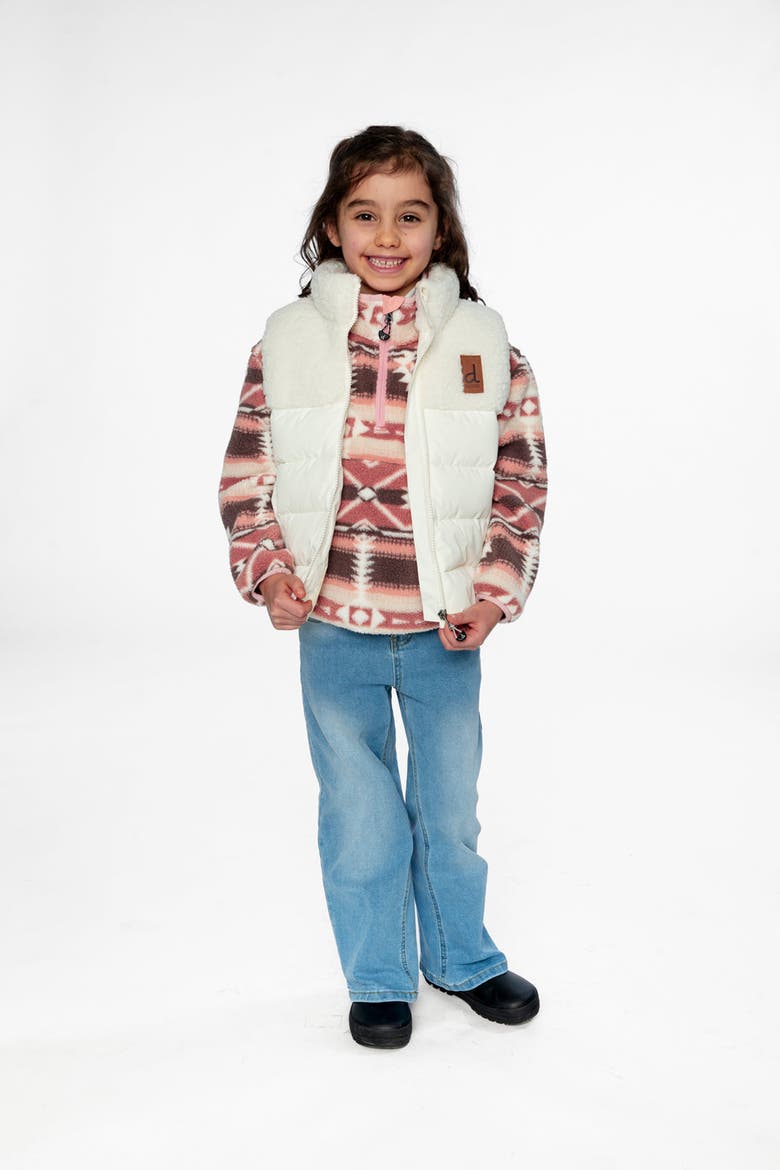 Sleeveless Mid-Season Fleece Quilted High Collar Vest, Alternate, color, Off-White