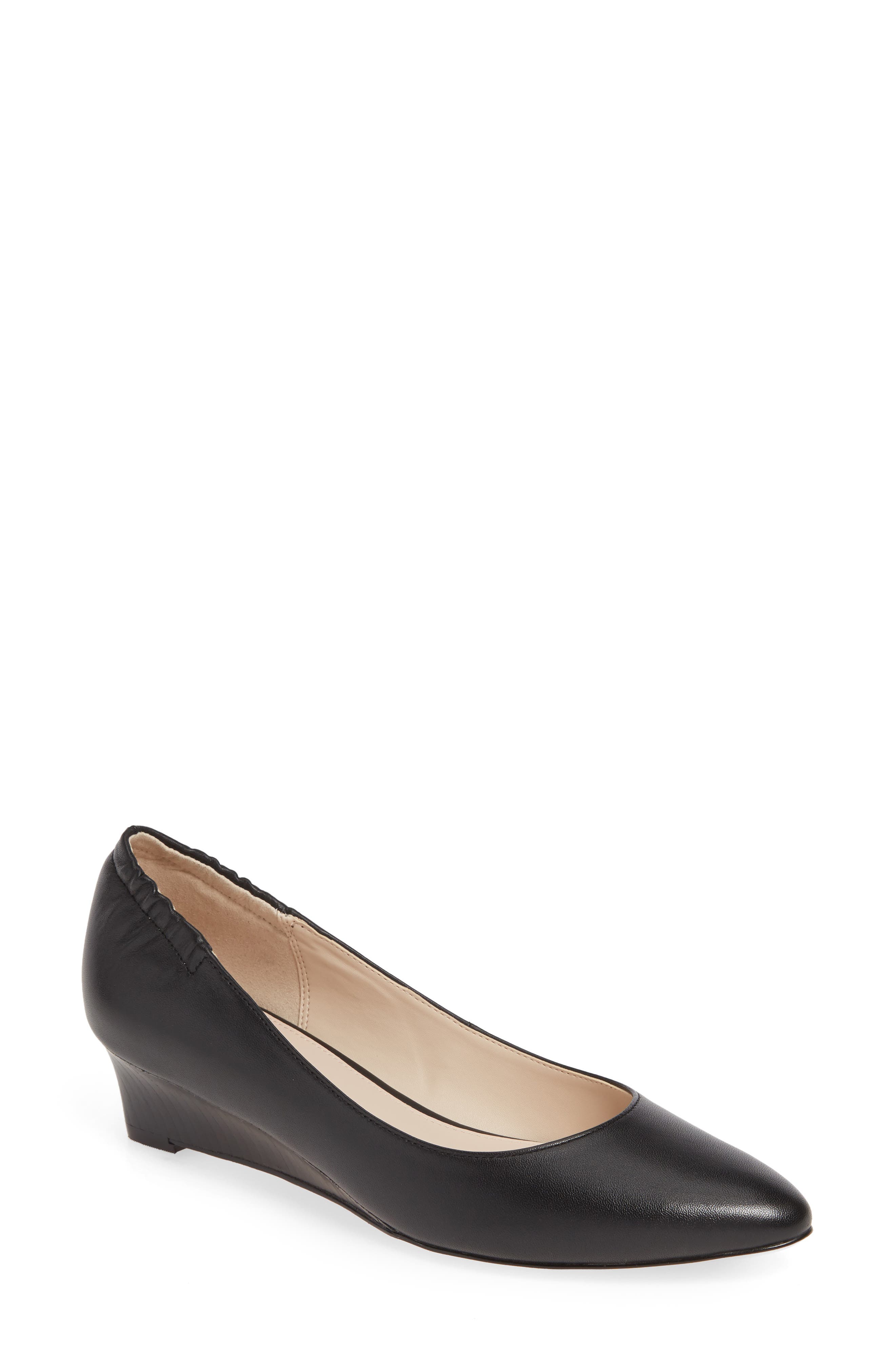 Kathryn Wedge Pump, Main, color, BLACK LEATHER