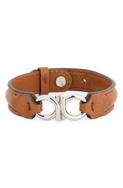 Men's Double Gancio Leather Bracelet